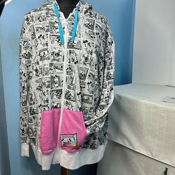 Disney Parks Retro Comic Book Graphic Print Full Zip Hoodie Sz 3X - Picture 1 of 8